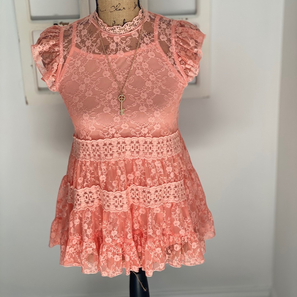 coral see through top